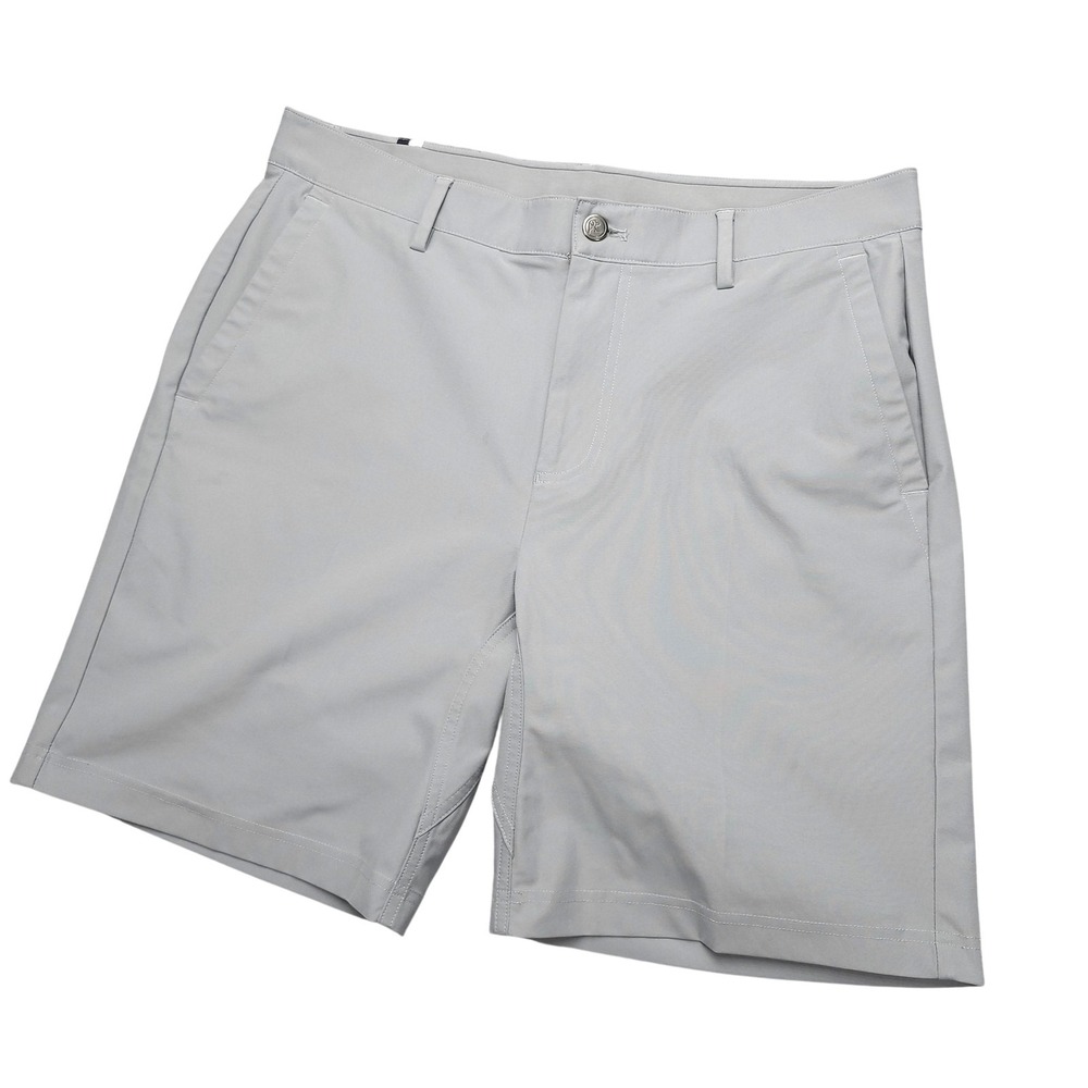 Rhoback Shorts Mens 34 Gray Solid Performance Stretch Chino 9" Inseam Casual